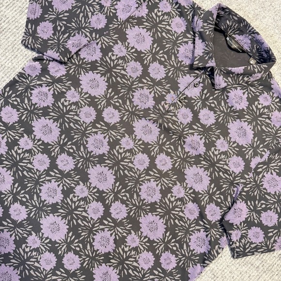 TravisMathew Other - TravisMathew‎ Not Happening Floral Print Men's Golf Polo Shirt Purple Black XXL